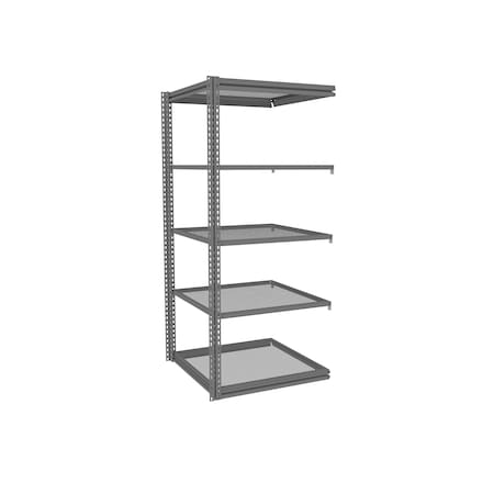 Tennsco Z-Line Shelving W/ Five Perf. Shlvs, Boltless, 36"Wx36"Dx84"H, Add-On, Gry ZM7-3636A-5PD-MGY
